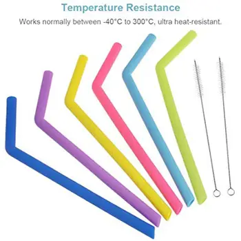 

6Pcs/set Reusable Silicone Straws Food Grade Silicone Straws Drinking With Cleaning Brush Party Straws