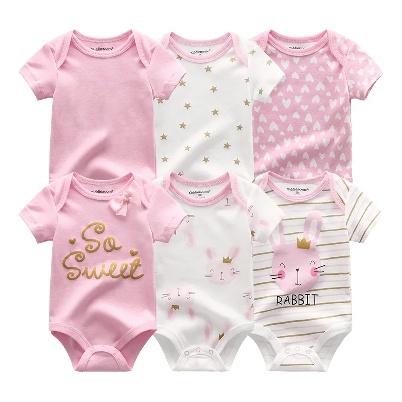 6 шт./лот, одежда для маленьких мальчиков с изображением единорога хлопковая детская одежда комбинезоны для новорожденных от 3 до 12 месяцев, одежда для маленьких девочек roupa de bebe - Цвет: baby girl 11