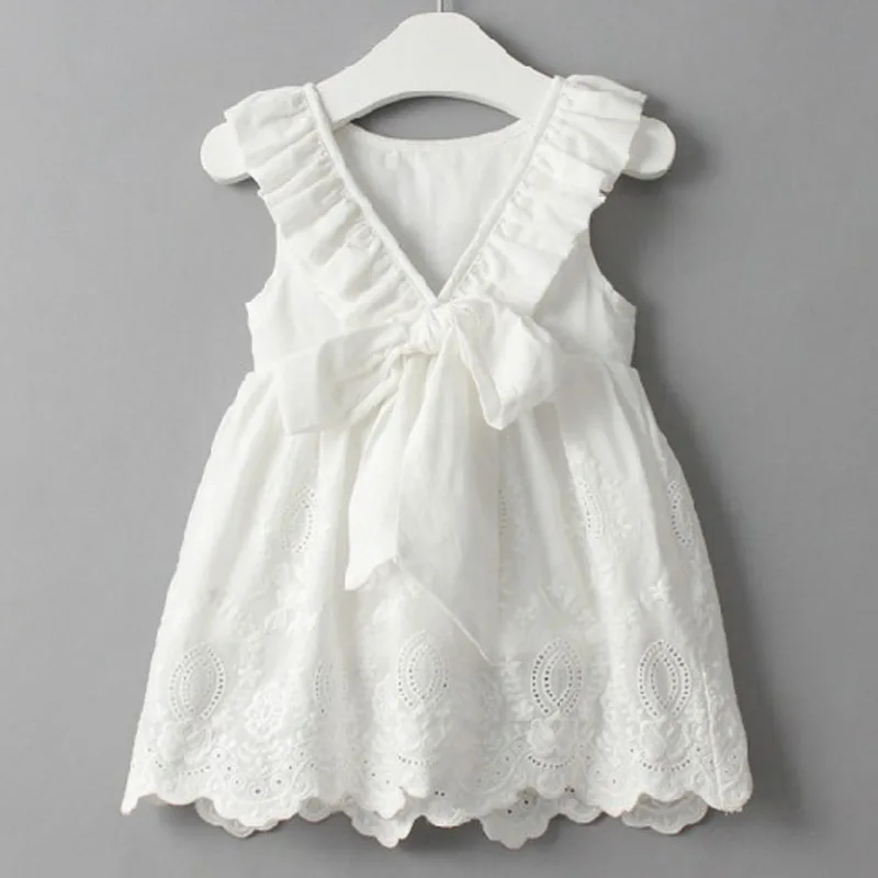 Summer Girls' Dress Pure White Temperament Embroidery Casual Sleeveless Party Princess Dress Children'S Baby Kids Girls Clothing girls dress princess costume