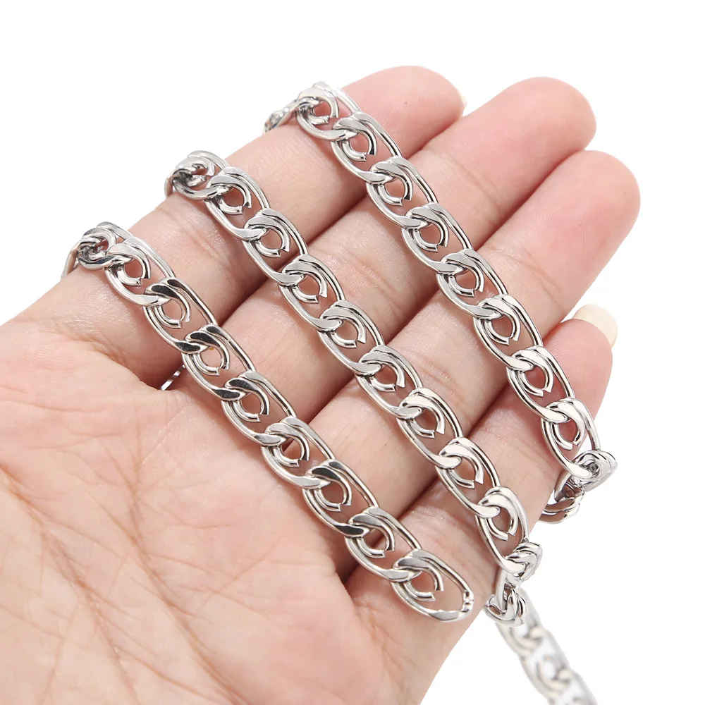 5M Stainless Steel Polished Silver Tone Curb Chain Link DIY For Necklace Bracelet Jewelry