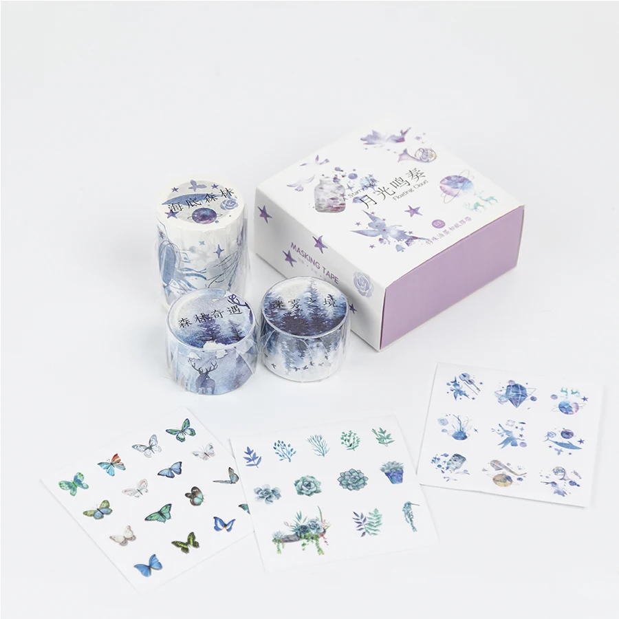 4pcs/lot Decorative Vintage Wide Adhesive Washi Tape Set Masking Tape Stationery Scrapbooking Planner Accessories - Цвет: D