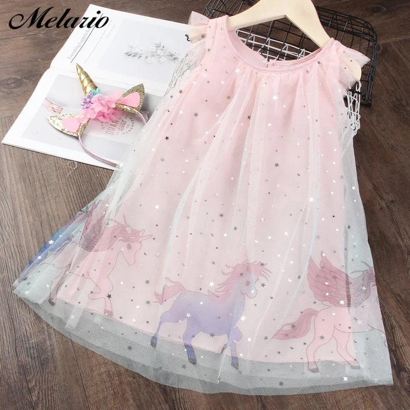 Летнее платье с единорогом для девочек; детское праздничное платье без рукавов с цветочным рисунком для дня рождения; детская одежда принцессы; повязка на голову