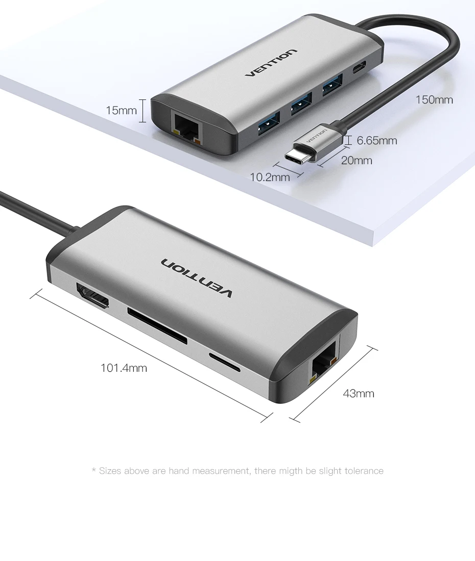 Vention Usb концентратор usb type C к HDMI USB 3,0 концентратор Thunderbolt 3 адаптер для MacBook samsung S9 huawei mate 20 P20 Pro USB-C концентратор