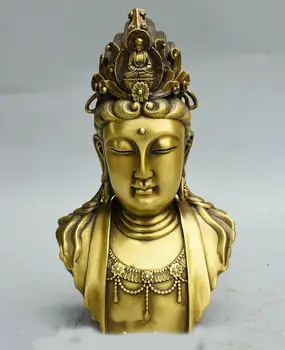 

wedding decoration Chinese Buddhism Brass Kwan-yin Guan Yin Boddhisattva Goddess Head bust Statue
