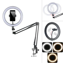 

Dimmable Ring Selfie Light Camera Phone USB Ring Lamp Photography Light with Flexible Arm Phone Holder Stand Vlog Studios