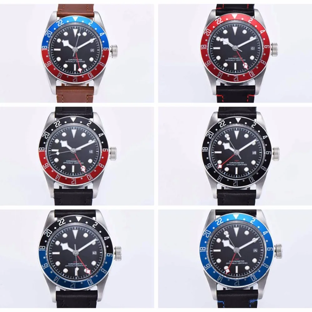 

Corgeut Mechanical Luxury top Brand Men's Watch 41MM sapphire GMT Men Automatic Military Sport calendar Leather Watch Clock