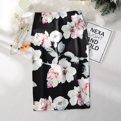 Photo Color 129 New spring 21 colors High Waist Cartoon Mickey Skirt Print Knee Length Skirts Women Harajuku Stretchy Pencil Skirt yy203 - Цвет: Photo Color 129