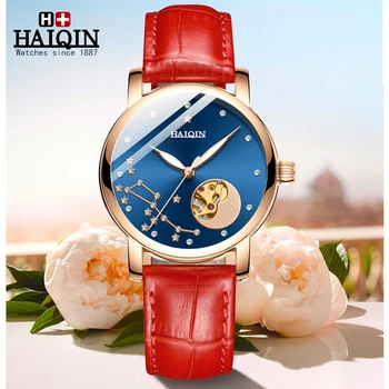 

HAIQIN Woman Watches Gold Top Brand Luxury Watch Women Mechanical Automatic Waterproof Women's Wristwatch Ladies Watches Clock