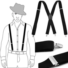 Мужские, женские, 4 зажима, рубашка для отдыха, 3,5 см, штаны, брюки, клипса на y-образной спине, подтяжки, черные, кожаные, эластичные, сплав, на голову, регулируемые подтяжки