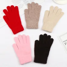 2021 Elastic Full Finger Gloves Warm Thick Cycling Driving Fashion Women Men Winter Warm Knitted Woolen Outdoor Gloves