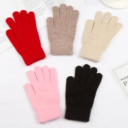 2021 Elastic Full Finger Gloves Warm Thick Cycling Driving Fashion Women Men Winter Warm Knitted Woolen Outdoor Gloves