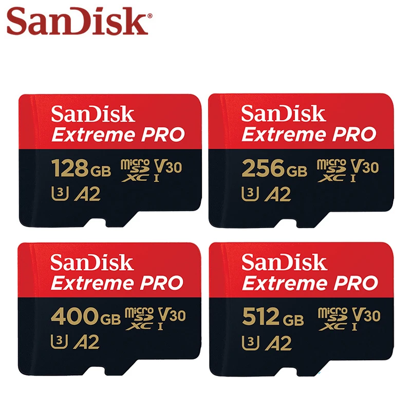 Оригинальная карта Micro SD SanDisk PRO, 64 ГБ, 128 ГБ, 256 ГБ, 400 ГБ, 512 ГБ, MicroSDXC U3, V30, A2, флеш-карта памяти, карта памяти TF/Micro SD