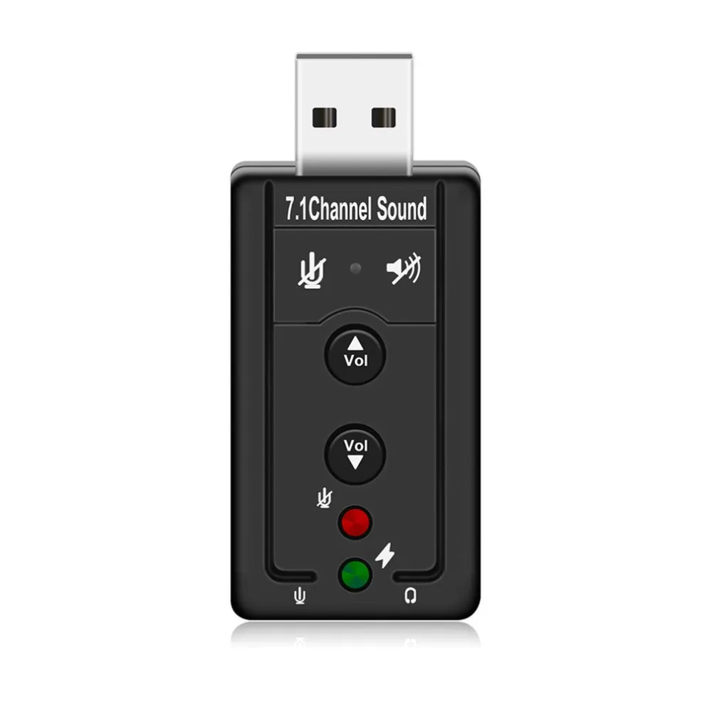 USB концентраторы USB 2,0 внешняя звуковая карта 7.1CH аудио мини адаптер кнопка управления 3,5 мм наушники интерфейс микрофона компьютерные компоненты