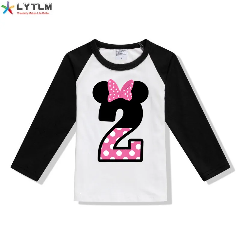 LYTLM рубашки для маленьких девочек топы для девочек 5-9 лет, футболка с длинными рукавами и рисунком детская одежда с дизайном «Микки», Детская футболка Anniversaire Enfant