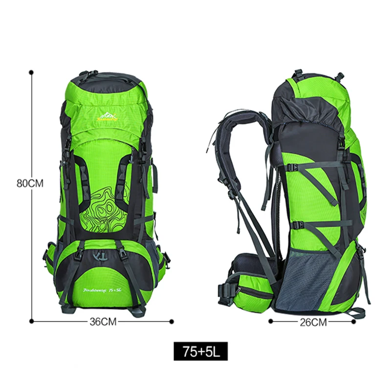 HU WAI JIAN FENG Outdoor Hiking Backpacks 80L Waterproof Sports Bags Travel Backpack Men Camping Hiking Bag Rucksack Outdoorer