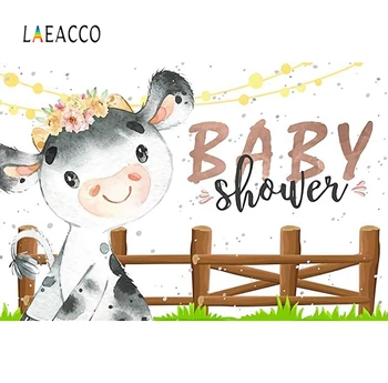 

Laeacco Baby Shower Boy Photographic Backdrop Little Cow Customized Scene Vinyl Photography Background For Photo Studio Farm