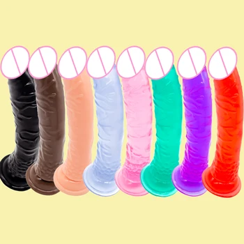 Curved Realistic Big Dildo Jelly Dong Strap on Anal Butt Plug Thick Cock Two Sizes Dick for Man Lesbian Vagina Prostate Sex Toy 4