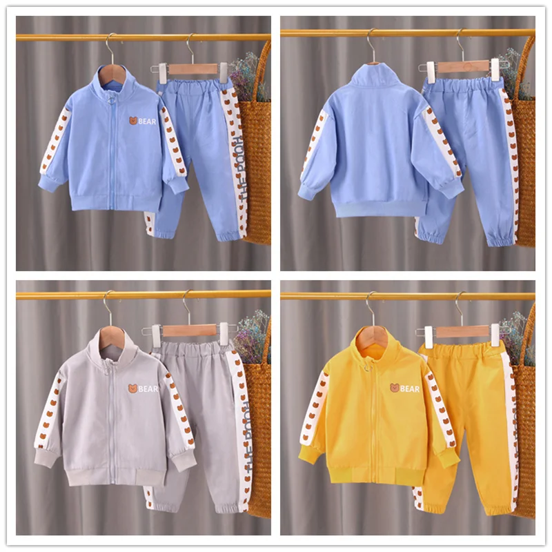 Spring Autumn Baby Boys Girls Casual Clothes Infant Kids Jacket T Shirt Pants Toddler Fashion Costume Children Letter Tracksuits