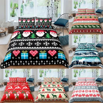 

Bo Niu Christmas Style Christmas Deer Bedding Set Duvet Cover Set Twin Full Queen King Size Bedclothes Bedroom Home textiles
