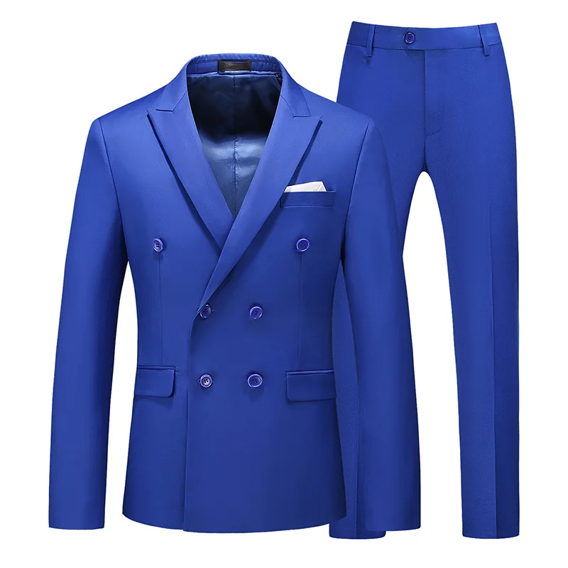 

Men's suit 2-piece suit blazer + suit pants men's fashion solid color double-breasted slim large size suit men's formal workwear