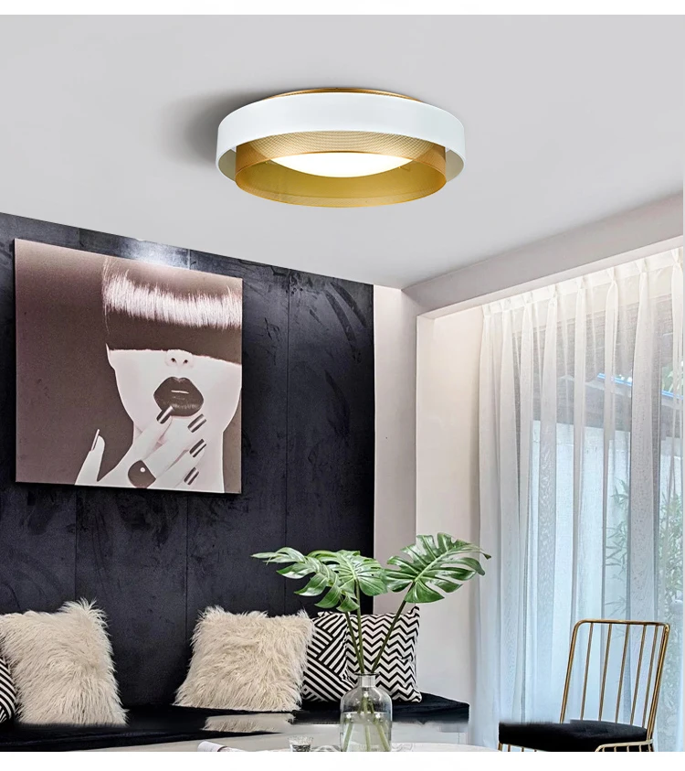 Modern Nordic Style LED Ceiling Lamp For Living Room Bedroom Study Dining Room Kitchen Black Gold Round Design Chandelier Light gold chandelier