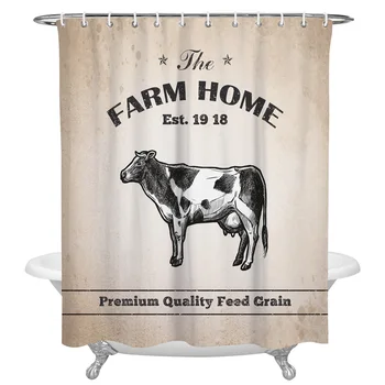 

Farm Charcoal Brown Cattle Grain Waterproof Shower Curtain Polyester Shower Curtains Bathroom Decoration Accessories Cortinas