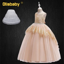 От 5 до 14 лет свадебное платье для девочек-подростков; Детские Элегантные платья для причастия длиной до пола; Одежда для девочек-подростков; длинные платья для выпускников