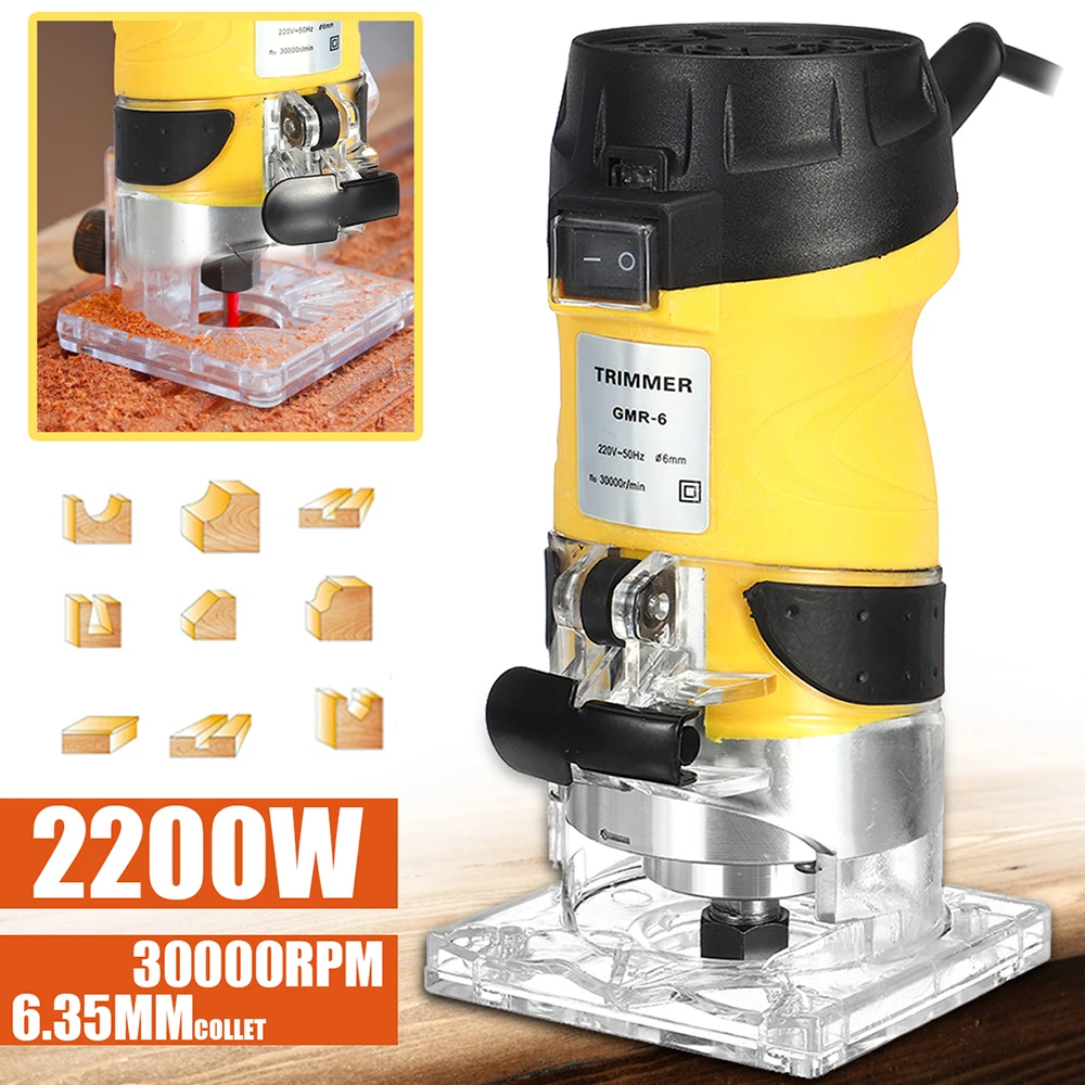 

EU/US 2200W Electric Router Joiner Wood Edge Trimmer Woodworking Tool 30000RPM Electric Trimming Machine for Wood Trimming