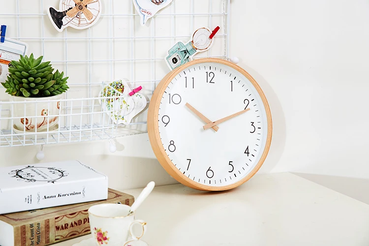 Скандинавские простые настенные часы деревянные круглые бесшумные часы для гостиной бесшумные часы для спальни кварцевые офисные часы настенное украшение для дома часы C5T116