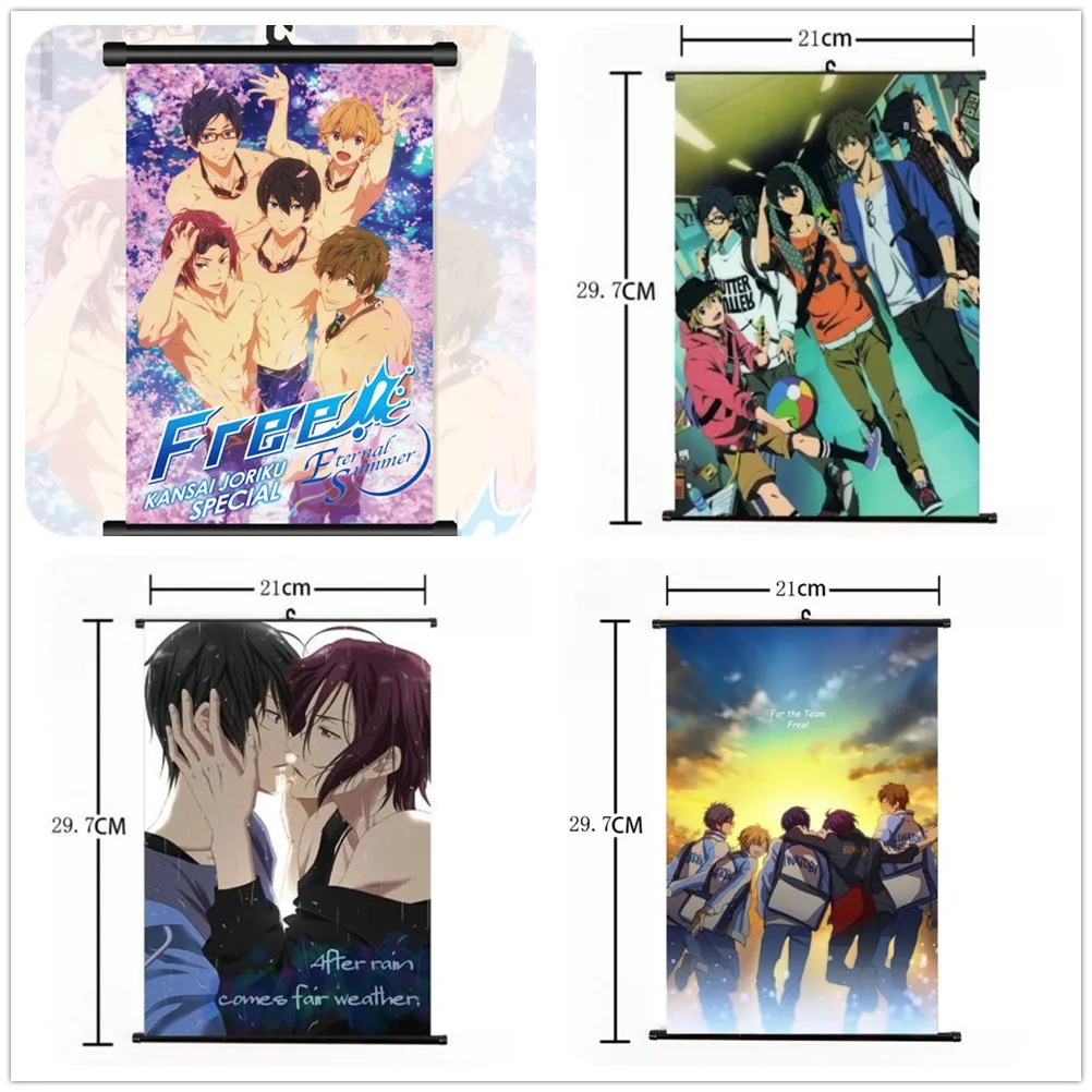 Бесплатно! -Плакат Iwatobi для плавания в стиле аниме настенный свиток картина дома