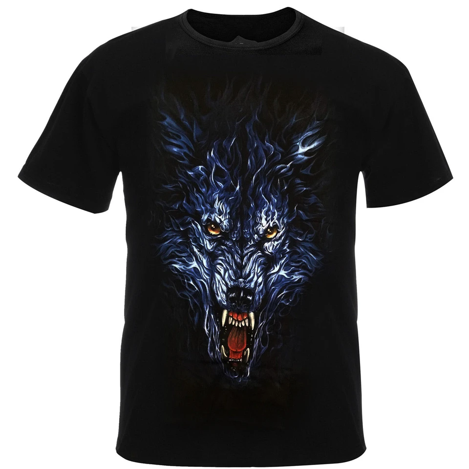 Vicious Snarling Wolf Made From Hottest Blue Flame Tshirt Tee Shirt Top ...