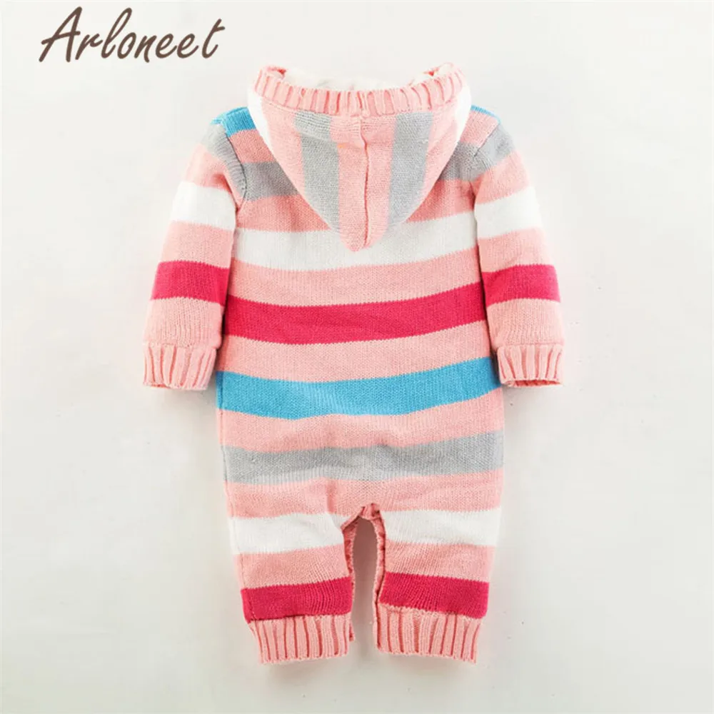 ARLONEET Rainbow Coats Newborn Baby Girls Winter Coat Romper Jumpsuit Button Hooded Outerwear Cotton New Baby Coat Boy Outerwear