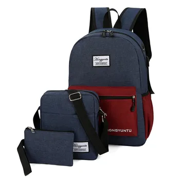 

3pcs Fashion Color Large Capacity Waterproof Outdoor Travel Backpack Schoolbag Shoulder Bag Sets Rucksack