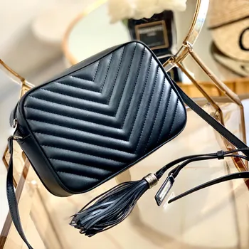 

Luxury Cow Leather Women bags Real Leather Handbags Famous Brand fashion Shoulder Bag classic camera messenger bags tassel