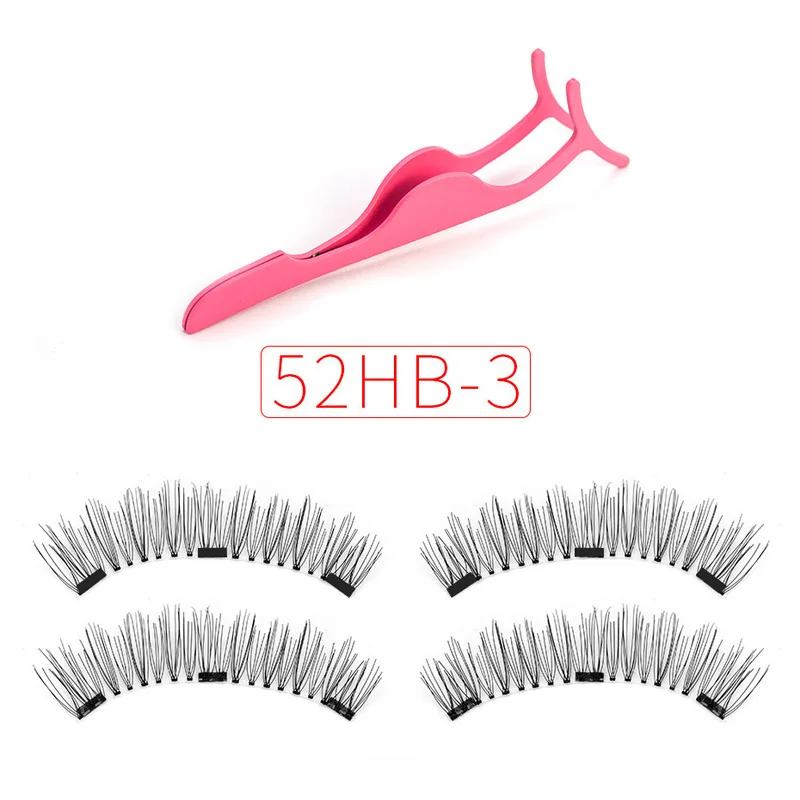 52HB-3-N JIEFUXIN, магнитные ресницы, натуральные накладные ресницы, магнитные ресницы, многоразовые ресницы для глаз, 3D, удобные, для макияжа, удлинение, подарочная коробка - Цвет: 52HB-3-N