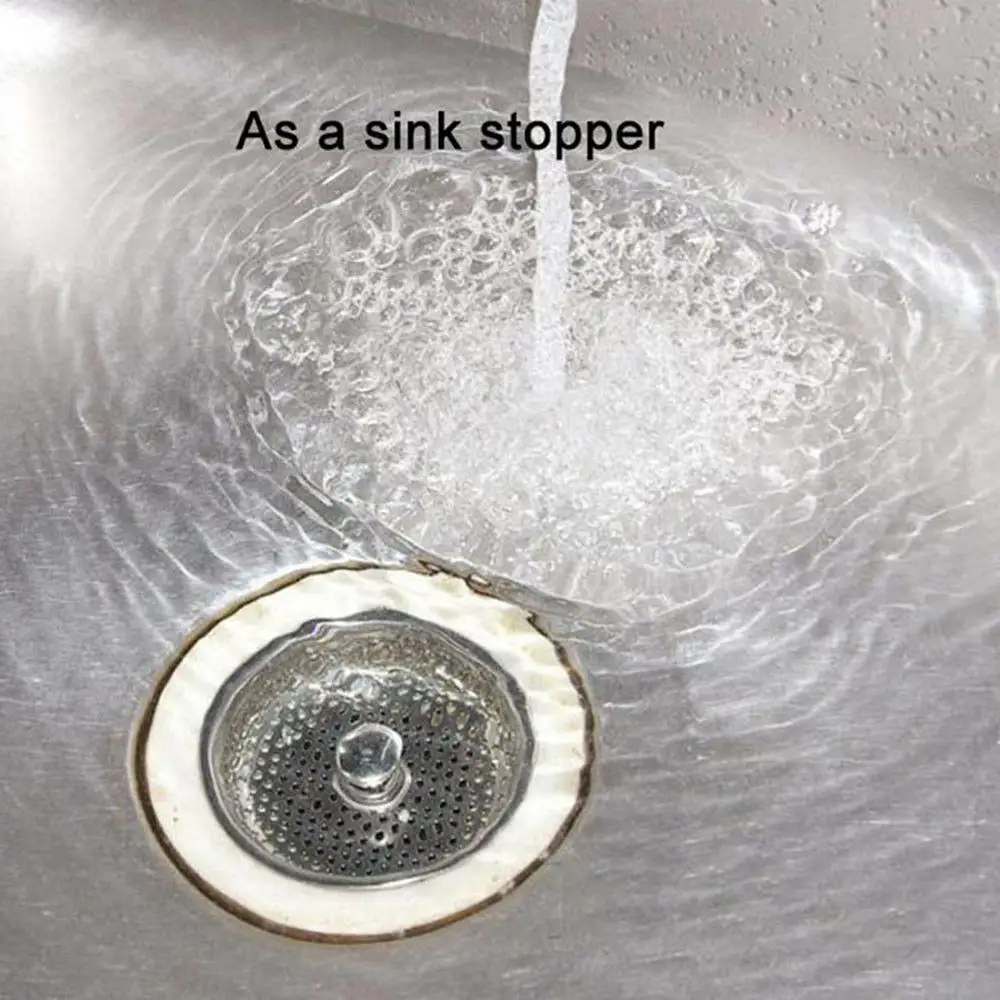 2PCS Stainless Steel Kitchen Waste Sink Strainer Plug Drain Stopper Basket Slag Blocking Plug Anti-plug Blocker