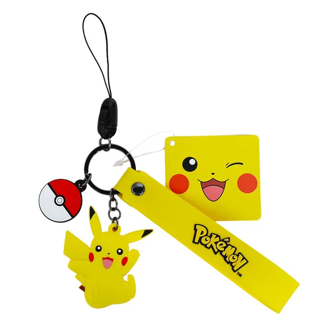 Authentic Pokemon Action Figure Pikachu Keychain Pokémon Keychain Squirtle Psyduck Keychain Backpack Pendant Model Car Keychains Pikachu 2