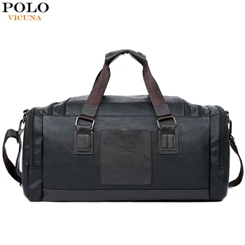 

VICUNA POLO Large Capacity Men Travel Bags Simple Contrast Black Duffel Bag For Trip Casual Brand Traveling Bag For Male New