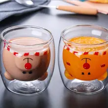 1 шт./4 шт. 3D прозрачный Двусторонний анти-скальдинг стекло 300 мл животное Молоко Кофе стакан для сока кружка Детский Рождественский подарок