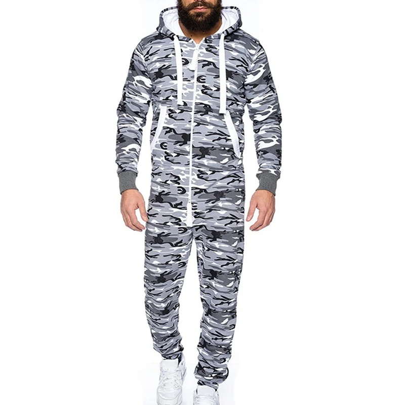 Camo 2 MJARTORIA, Мужская цельная Пижама Gar, спортивный костюм на молнии с капюшоном, мужской комбинезон с камуфляжным принтом, уличная одежда, комбинезоны - Цвет: Camo 2
