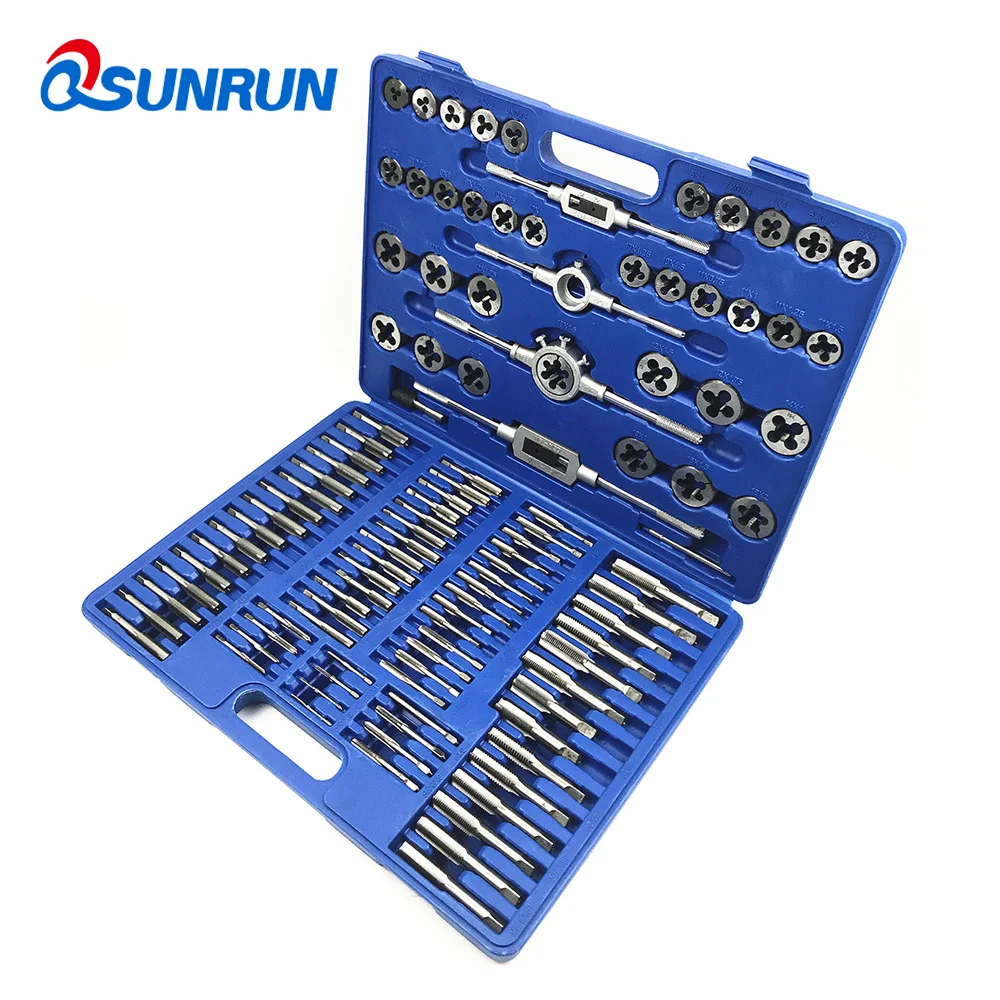 110pc Tap & Die Set Metric Screw Extractor Thread Taper Wrench Drill Tool Kit
