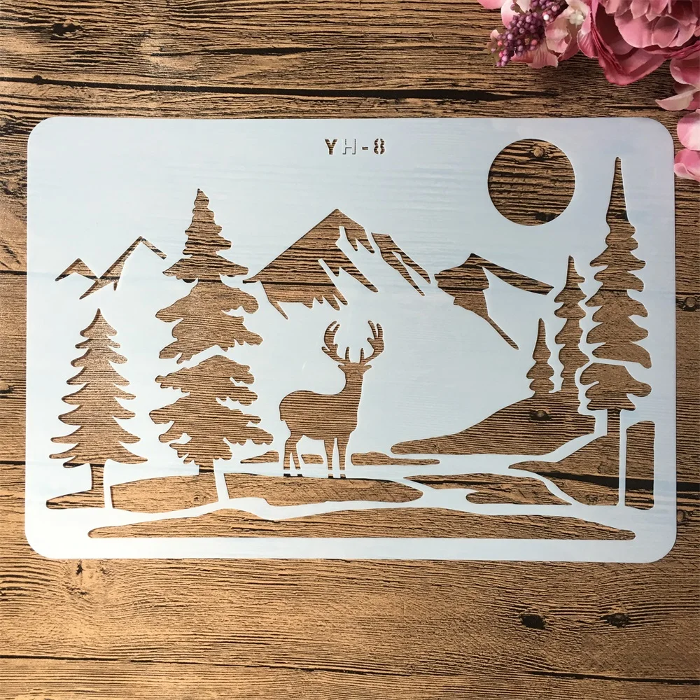 centímetros animais paisagem amante diy camadas stencils pintura coloração embossing recados álbum modelo decorativo