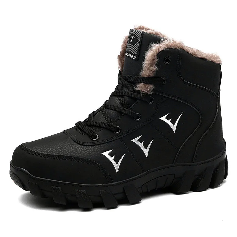 

Warm Fur Snow Boots Men Winter Shoes Mens Leather Shoe Ankle Cowboy Waterproof shose Man Motorcycle Casual Boot 2019 Footwear