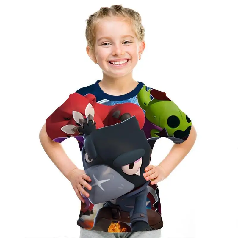 В году, новая летняя детская футболка с изображением стрельбы Мужская футболка с 3D принтом футболка с короткими рукавами и героями мультфильмов для мальчиков и девочек детская одежда