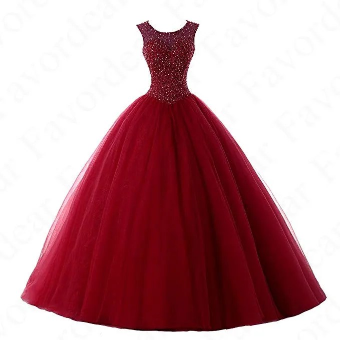 Favordear Vestido De 15 Anos бордовые Коралловые бусы из бирюзы Пышное Платье бальные платья милые 15 с открытой спиной Румяна платья для выпускного вечера - Цвет: BLF-52-burgundy