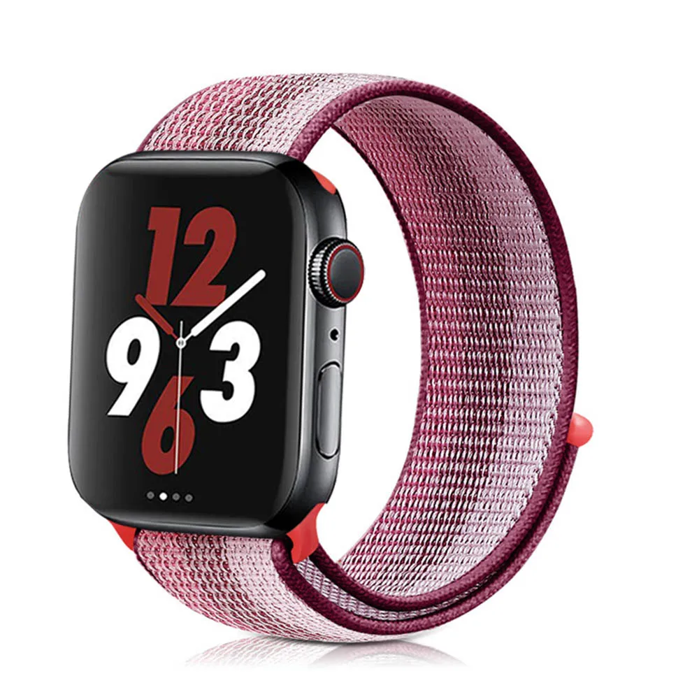 Berry color Спортивный Браслет-петля для Apple Watch 44 мм 42 мм 40 мм 38 мм светоотражающий тканый нейлоновый ремешок на запястье для iwatch серии 4/3/2/1 - Цвет ремешка: Berry color