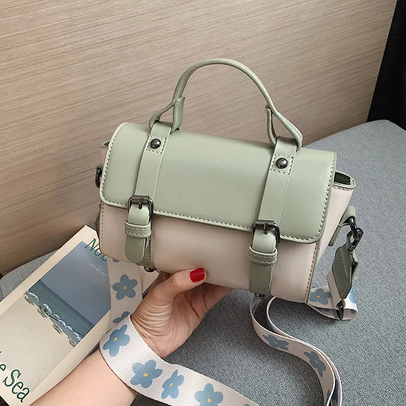 

New Bag Girl 2019 New Fashion Crash Color Broadband Hand-held Sloping Bag Hundred Sataed Retro Small Square Bag Tide Wholesale