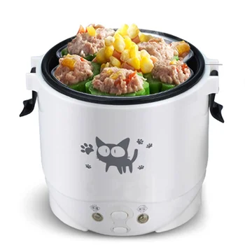 

Portable House/Car Mini Rice Cooker 1L Electric Water Food Heater Machine Lunch Box Warmer 2 Persons for Home Auto Car SUV Truck