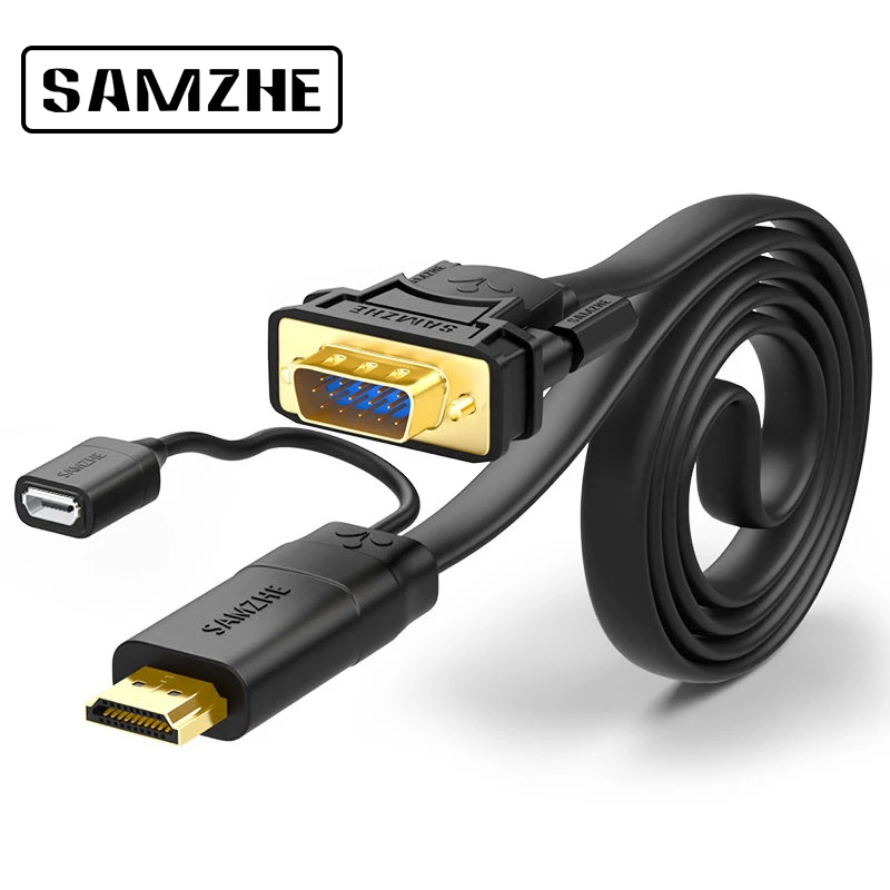 SAMZHE Кабель HDMI-VGA кабель для передачи видео папа-папа 1080 P VGA конвертер ноутбука