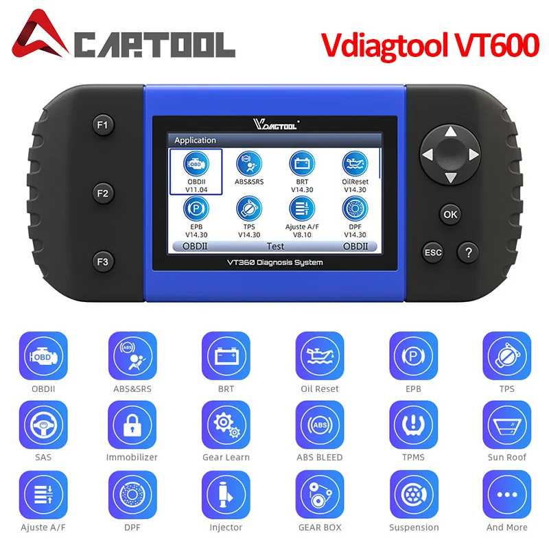 Автомобильный сканер VDIAGTOOL VT600 OBD2 инструмент для диагностики двигателя ABS SRS EPB| |